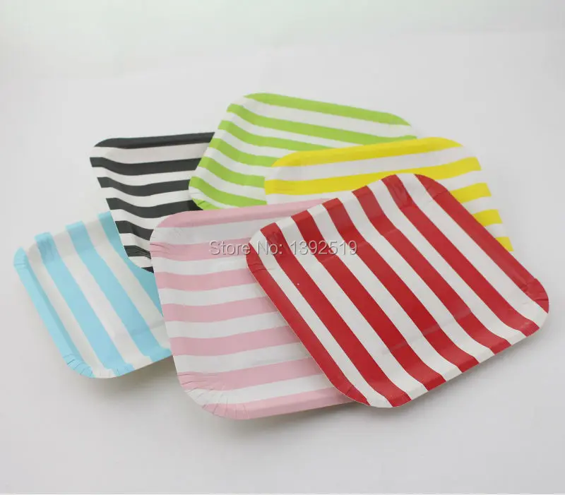 Бесплатная доставка 600 шт полосатая бумага с узором в горошек шеврон тарелки для