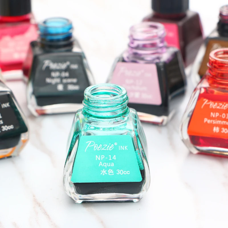 Стеклянная авторучка чернильная бутылка POEZIE INK-30ml 20 цветов на выбор школьные и