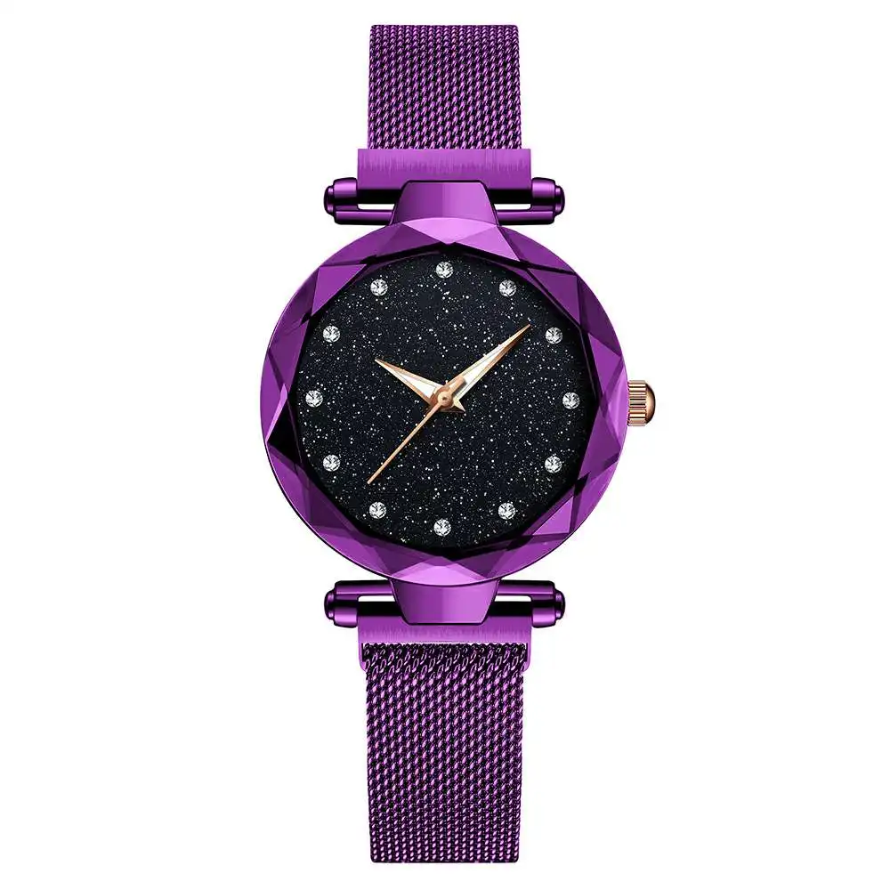 2019 роскошные женские часы reloj mujer магнитное звездное небо Алмазный кварцевые