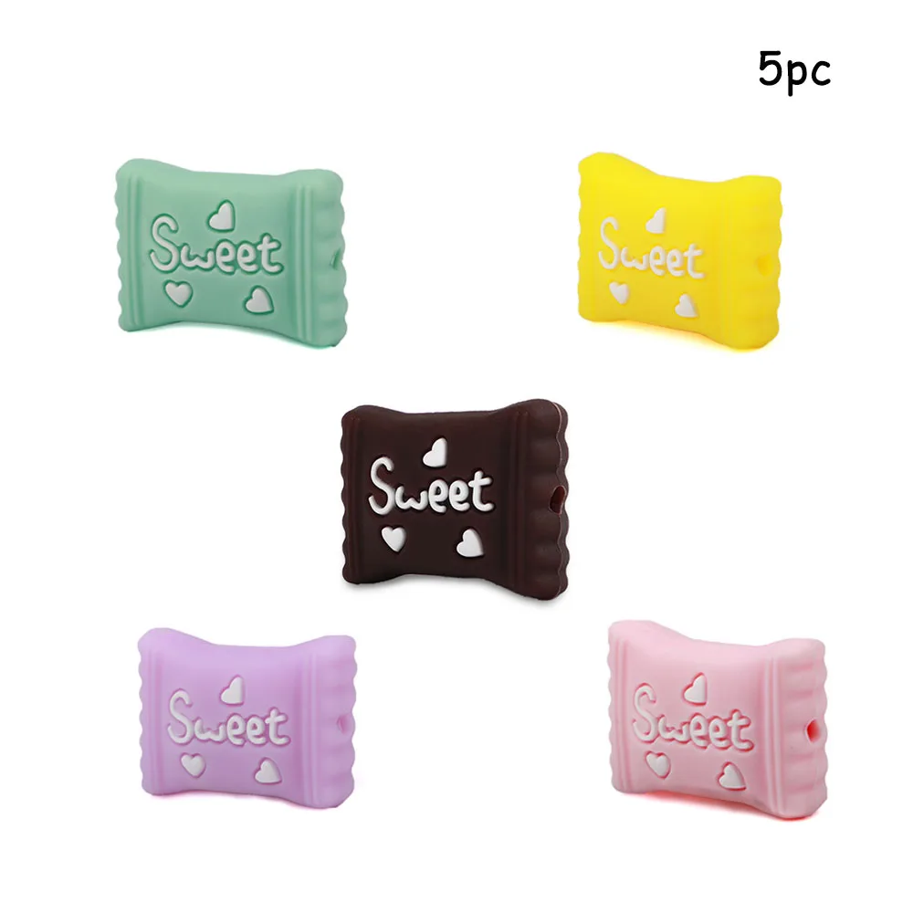 Square candy mix TYRY. HU 5 шт./лот, силиконовые бусины для пищевых продуктов, мини-конфеты, пингвин, щенок, слон, Прорезыватель для зубов, BPA бесплатно, DIY, детские игрушки для прорезывания зубов - Цвет: Square candy mix