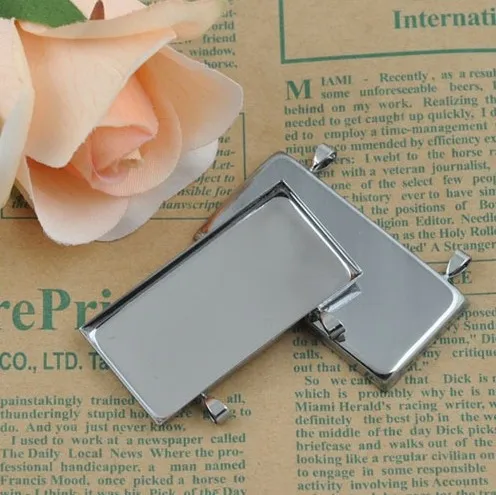 Черный пистолет с покрытием 25*50 мм квадратная Камея Установка подвеска пустым