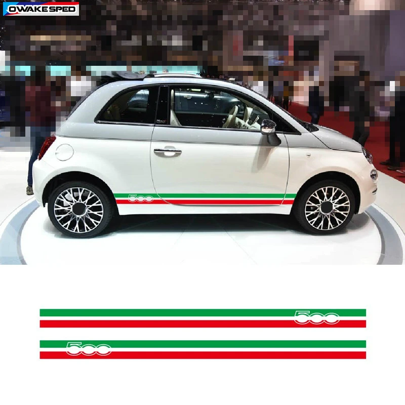 Наклейки на дверь и боковую юбку для Fiat 500 цвет флаг Италии|Наклейки автомобиль| |