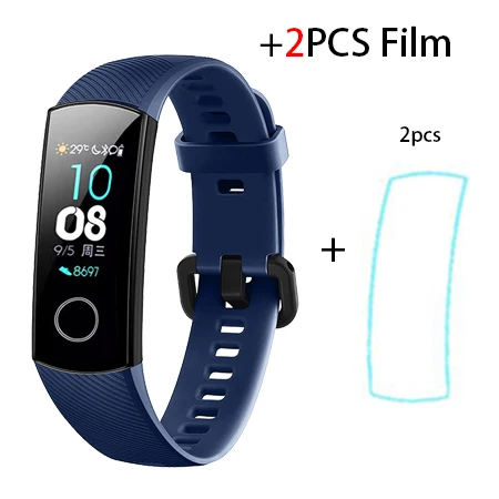 add 2pcs film Смарт-браслет huawei Honor Band 5, Монитор кислорода в крови, магический цветной сенсорный экран, для измерения пульса, сна, сна - Цвет: add 2pcs film