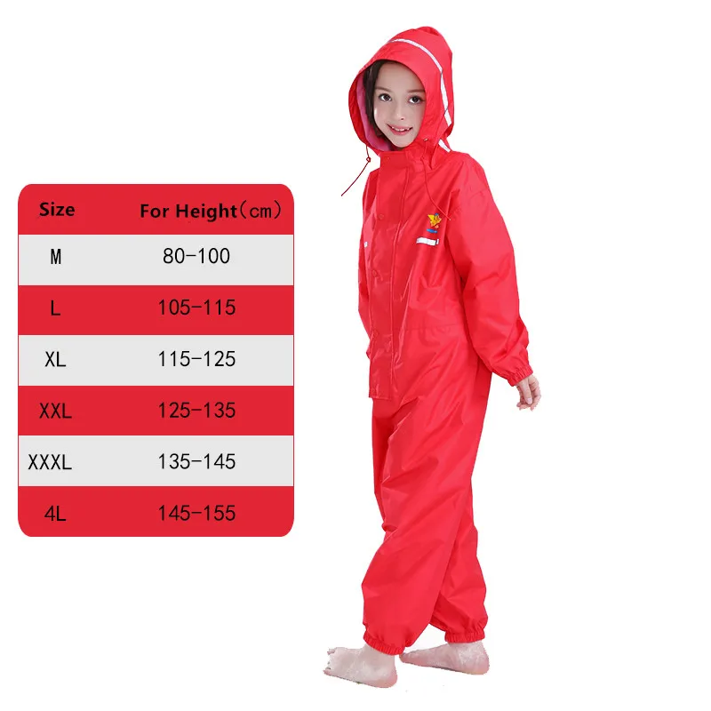

80-155CM waterproof raincoat for children kids baby rain coat poncho boys girls primary school students Siamese rain suit