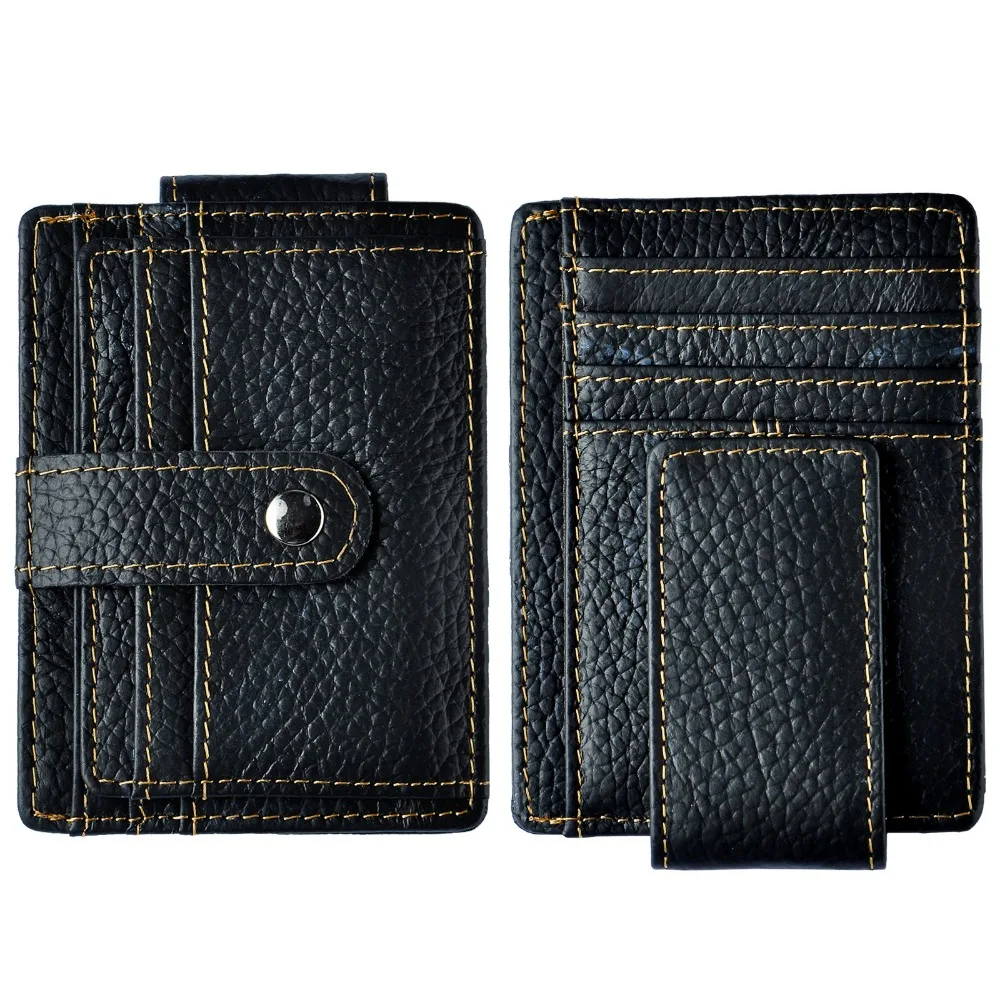 Male Original Leather Design Fashion Travel Slim Wallet Front Pocket Magnetic Large Capacity Money Clip Card Case For Men 1025-b | Багаж и