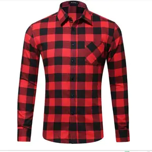 Мужская фланелевая клетчатая рубашка JOOBOX, красная клетчатая рубашка с длинным рукавом, хлопковая рубашка, новинка осень-зима 2019