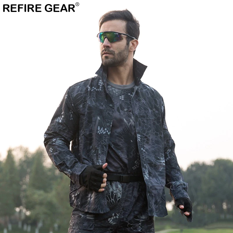 Мужская Уличная камуфляжная рубашка Refire Gear съемная со съемным рукавом дышащая