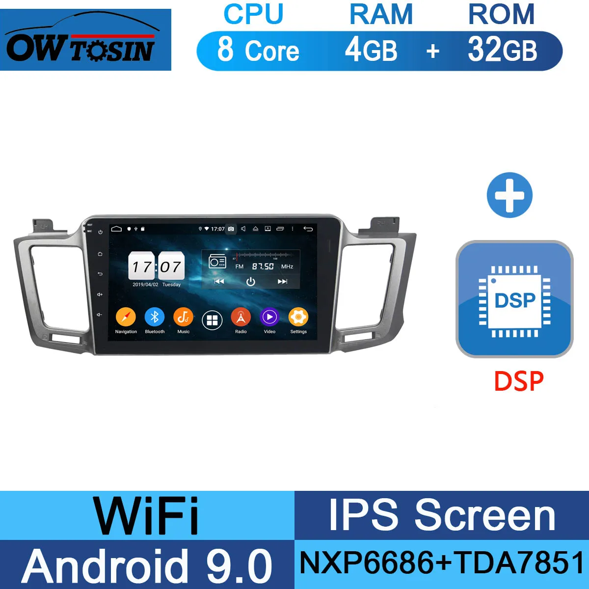 32G DSP 10," ips Android 9,0 8 ядерный 4 Гб+ 64 ГБ Автомобильный мультимедийный плеер для Toyota RAV4 2013 gps Радио CarPlay - Цвет: 32G DSP