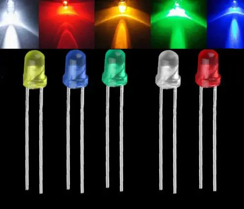 

100PCS 3mm Lots LED Emitting Diode Light Bulb Lamp White Green Red Blue Yellow