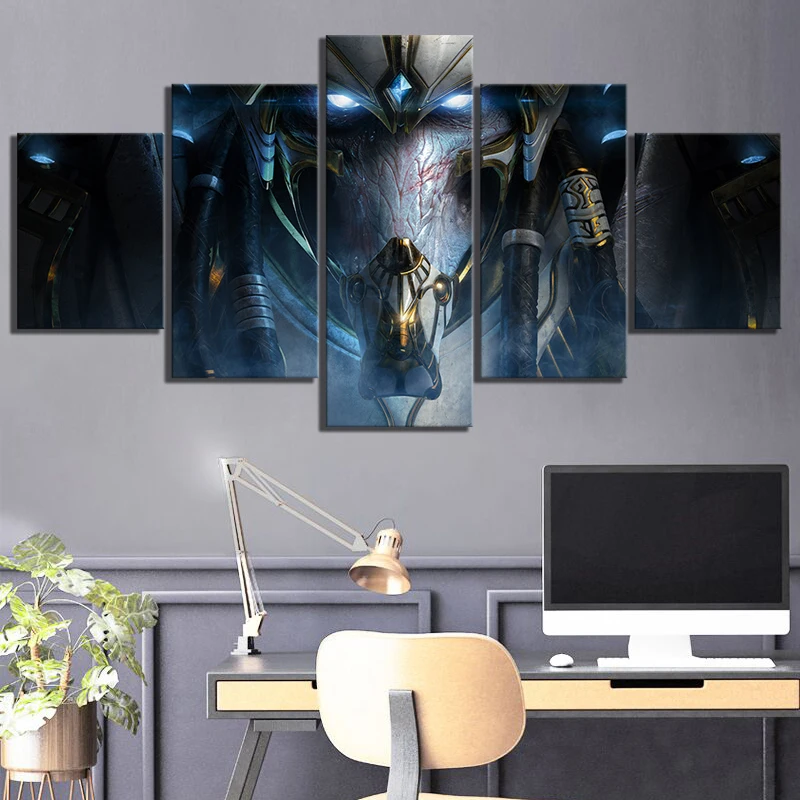 

5 Piece HD Fantasy Art Game Poster Paintings StarCraft 2 Legacy of The Void Video Games Poster Canvas Paintings Wall Art Decor