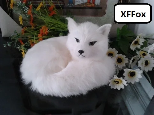 

cute real life white fox model plastic&furs simulation fox doll gift about 22X17cm xf1773