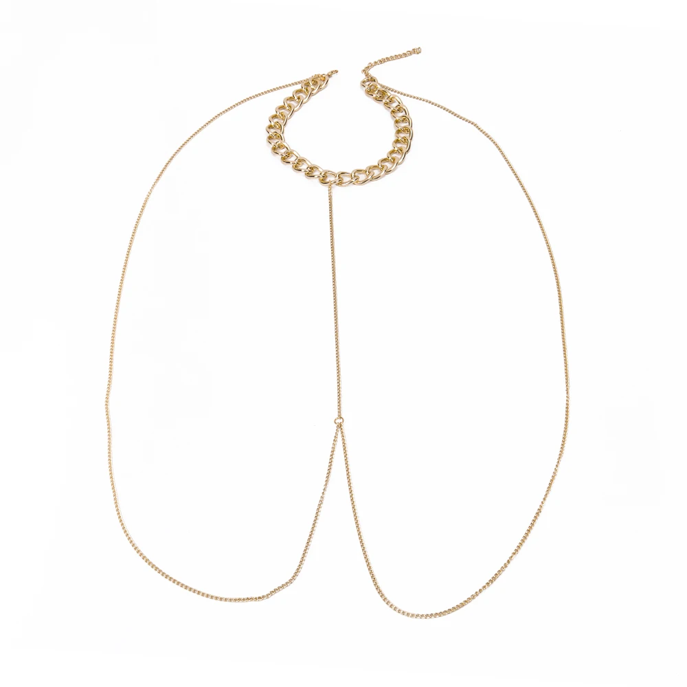 Fashion Chunky Harness Alloy Chain Necklace Golden Color Waist Women Jewelry Sexy Bikini Metal Body | Украшения и аксессуары