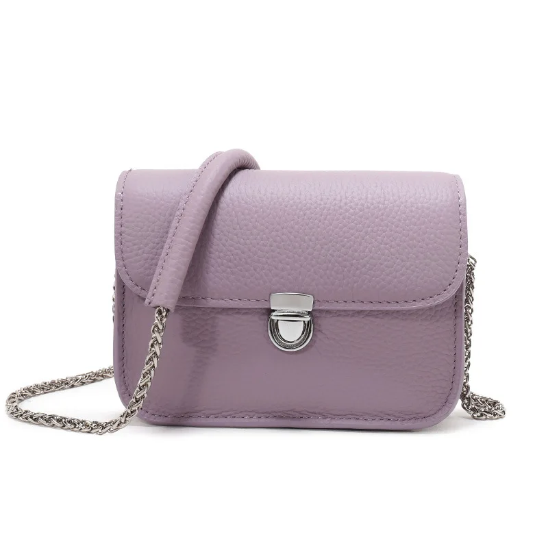 light purple Высококачественные сумки из воловьей кожи с клапаном от известного бренда, женские кожаные сумки, популярные брендовые дизайнерские сумки на плечо с цепочкой - Цвет: light purple