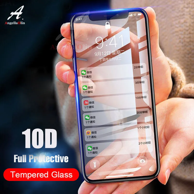 Закаленное защитное стекло 10D для iPhone Xs Max XR X 10 8 6 6s 7 plus 6S + 9H|Защитные стёкла и