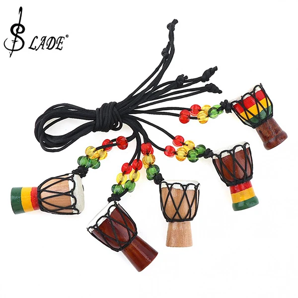 

SLADE 1pcs Mini Jambe Drummer Individuality Djembe Pendant Percussion Musical Instrument Necklace African Hand Drum Accessories