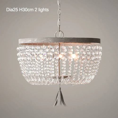 Dia25 H30cm 2 lights Винтажная Золотая люстра освещение K9 Хрустальная бусина подвесная люстра Ретро подвесные светильники для гостиной спальни кухни столовой - Цвет абажура: Dia25 H30cm 2 lights