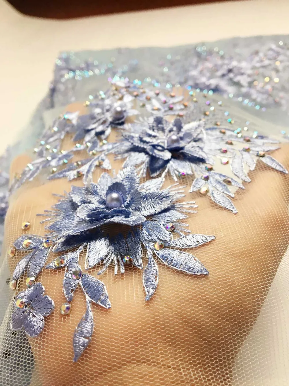 2018 Последняя мода африканских кружевной ткани ручной работы из бисера и 3D