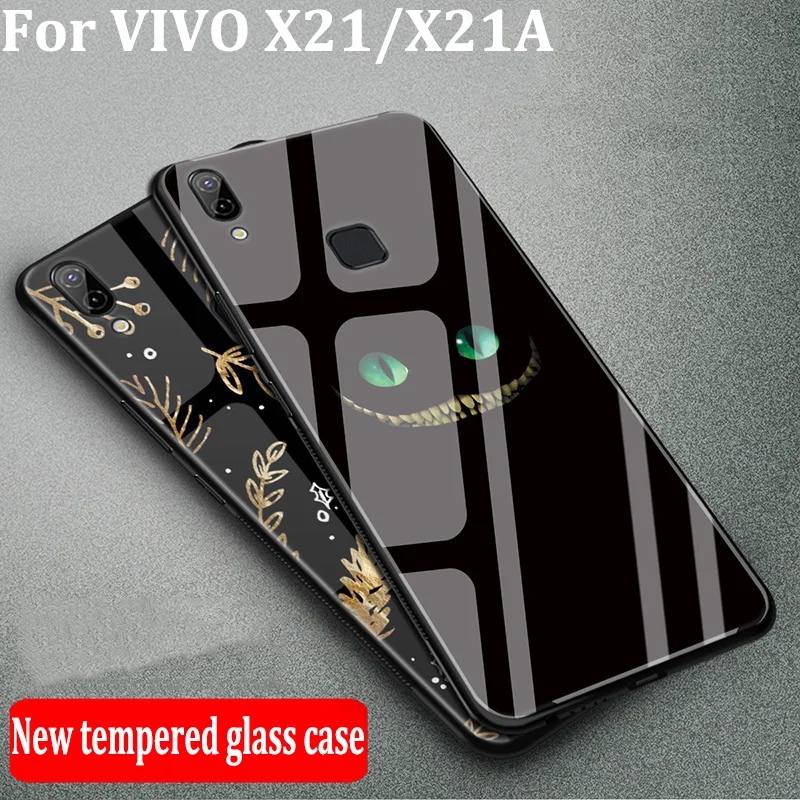Чехол для Vivo X21 X21A чехлы из закаленного стекла + Мягкая силиконовая задняя крышка