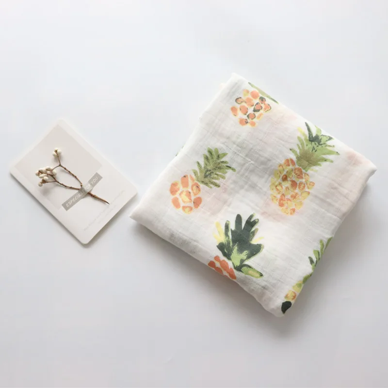 Pineapple Детское одеяло для новорожденных, мягкое, чистый хлопок, муслин, пеленка для младенцев, детское постельное белье, банное полотенце, Марлевое, чехол для коляски 115x115 см - Цвет: Pineapple
