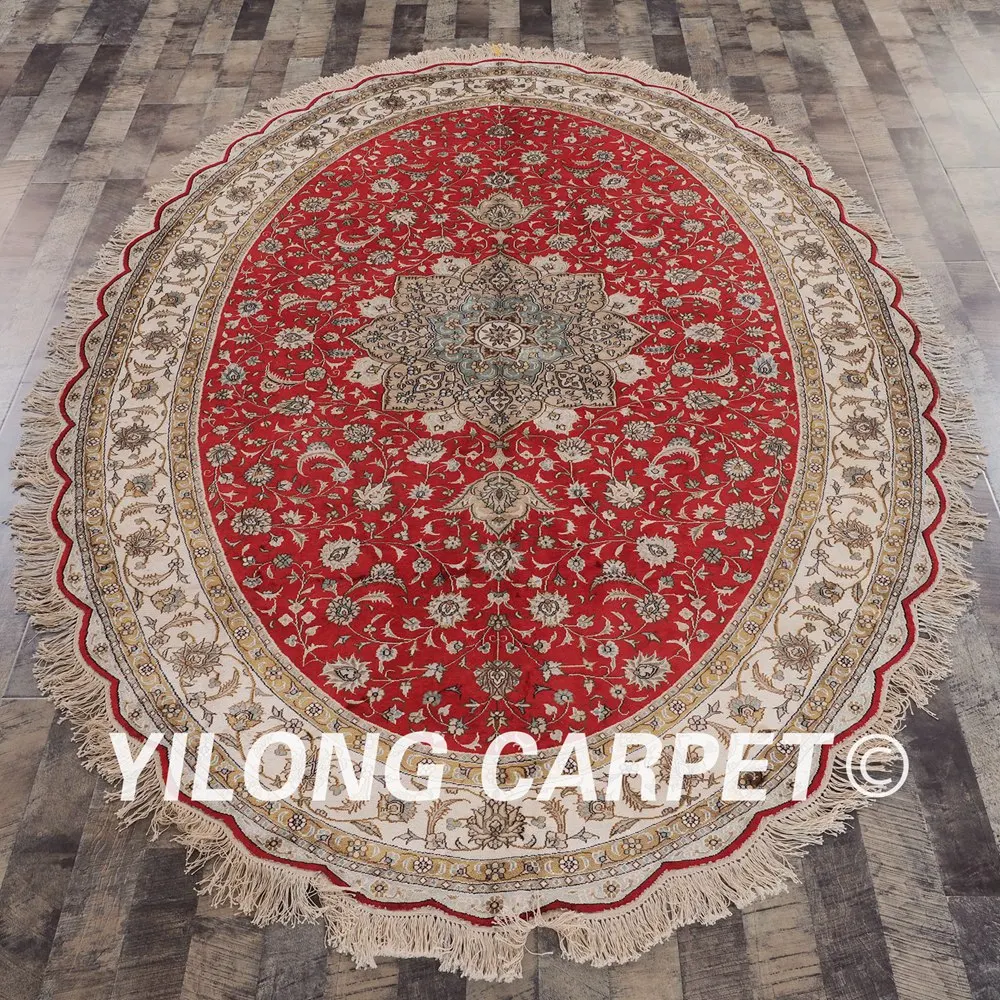 YILONG 6'x9' большой медальон Классический ручной работы Красный Овальный