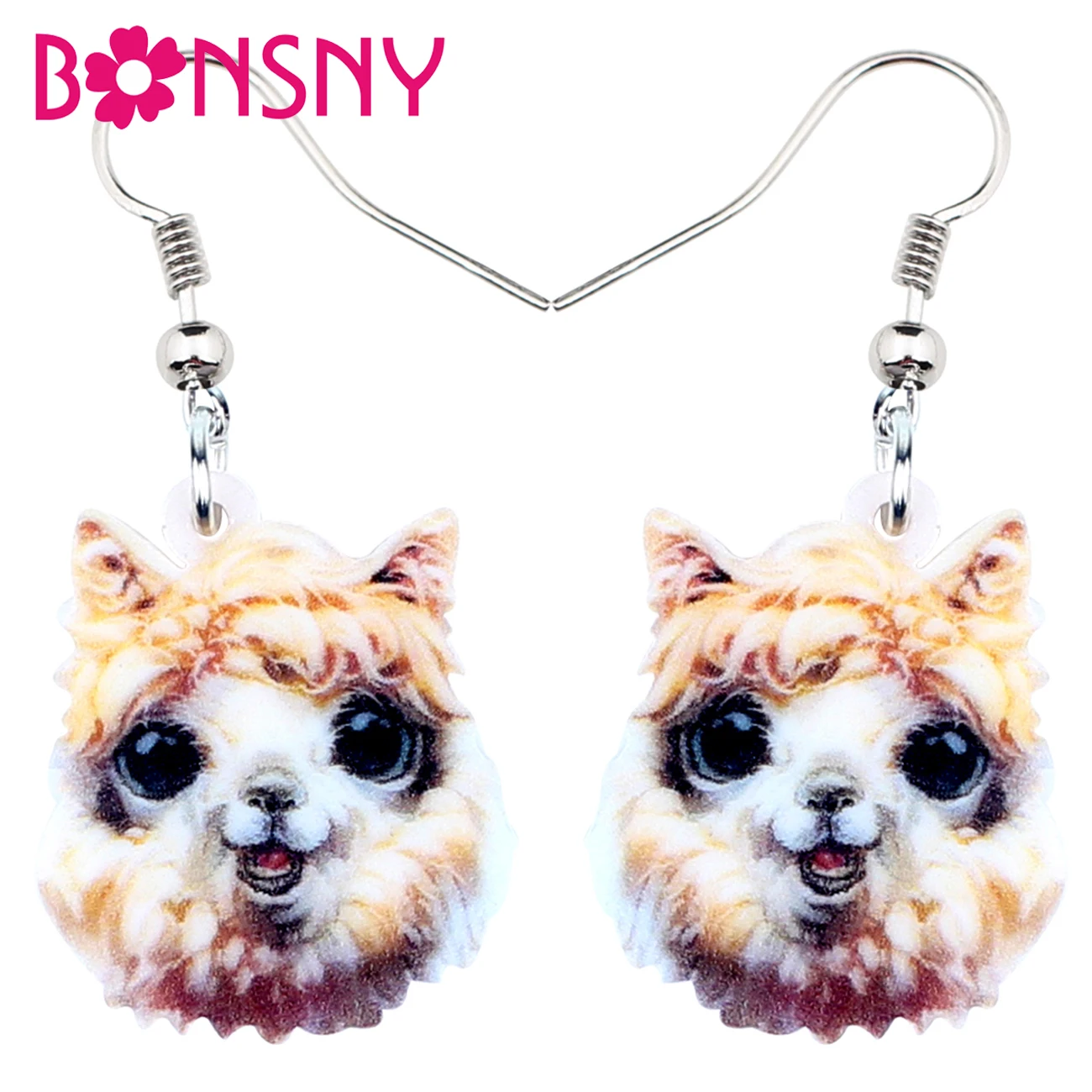 

Bonsny Acrylic Happy Alpaca Llama Earrings Drop Dangle Cartoon Cute Animal Jewelry For Women Girls Teens Gift Charms Brincos New