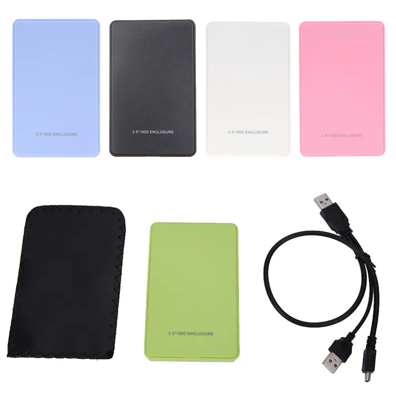 2,5 дюймов Тонкий портативный корпус для жесткого диска USB 2,0 внешний жесткий диск чехол SATA жесткие диски HDD чехол с USB кабелем и сумкой