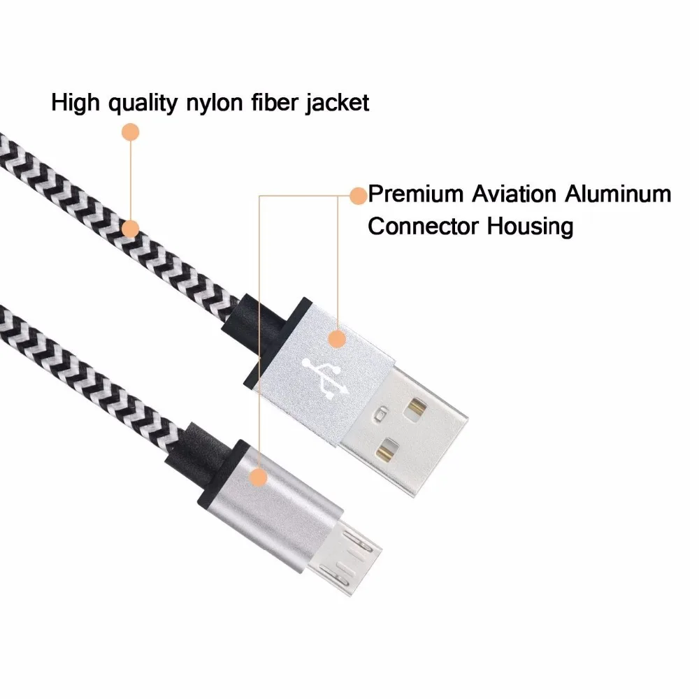 Универсальный плетеный провод Micro USB кабель для синхронизации нейлоновых