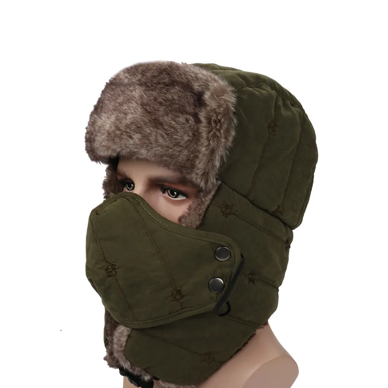 Открытый для женщин Pom Bomber шапки зимние мужчин утолщаются бархат ушанки маски век