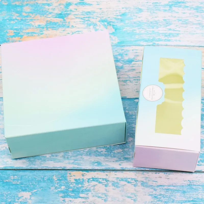 Коробка для синего печенья 10 шт./лот Крафтовая коробка торта с окном из ПВХ