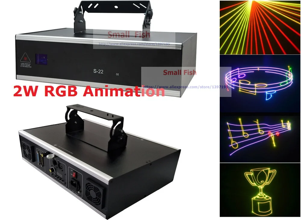 

Полноцветный лазерный светильник RGB, 2 Вт, 2000 МВт, анимационный лазерный прожектор Вт, для рождества, Система сканирования скорости 30K