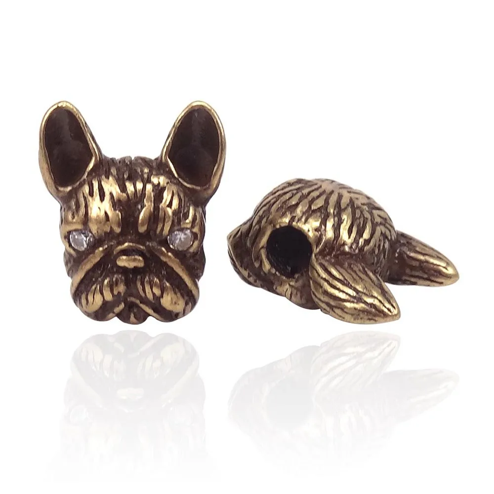 Новинка тибетский серебристый цвет бусины из Античного Металла бронзы бульдога