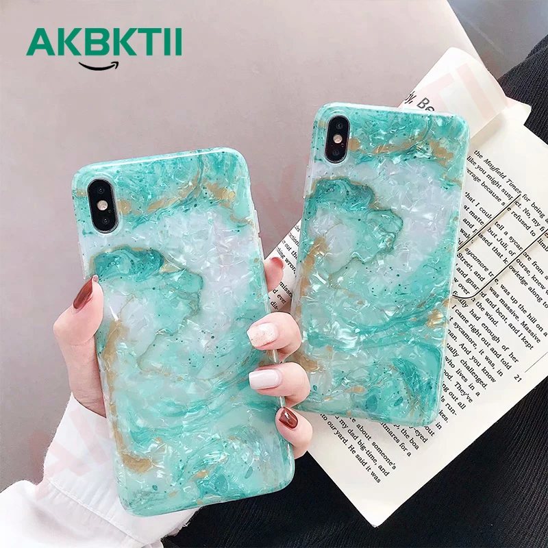 Роскошный зеленый чехол AKBKTII с акварельным рисунком для iPhone 7 8 6 6s Plus X XS Max XR Мягкий