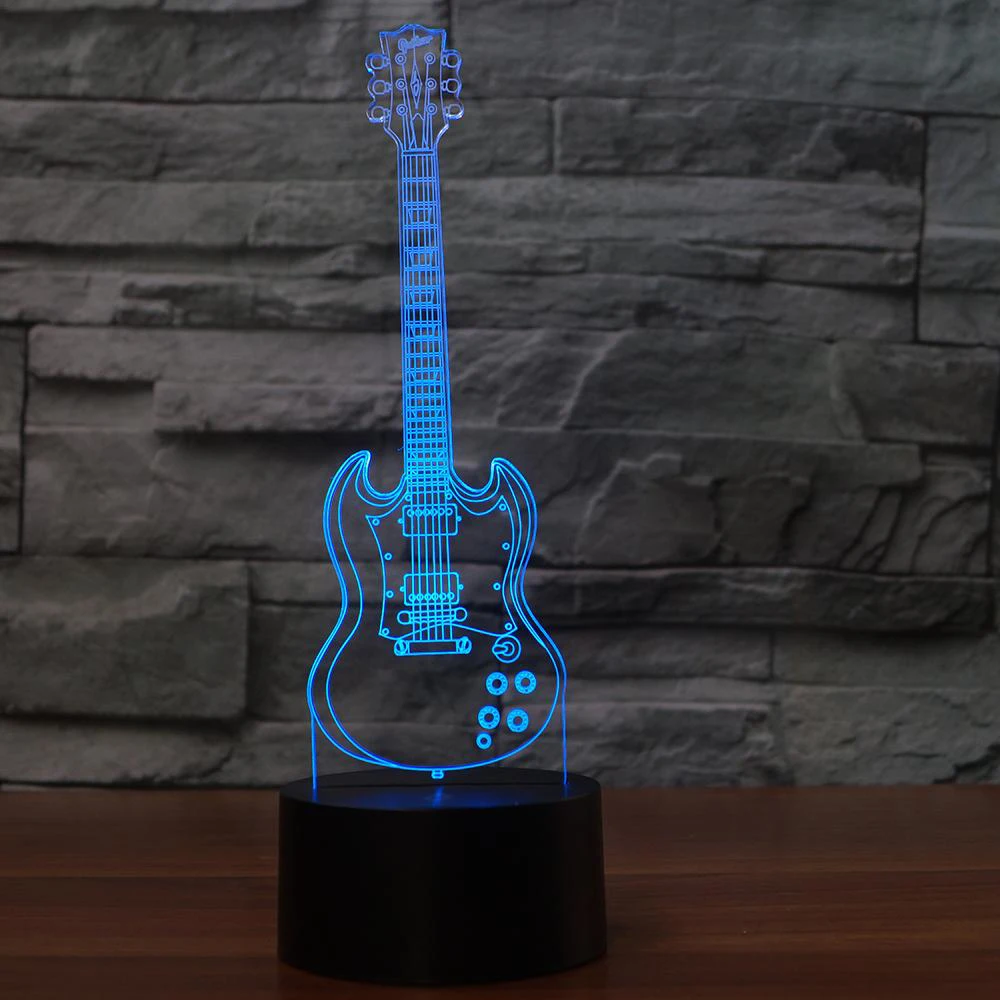 Креативная 3d-лампа модель электрогитары иллюзия 3D лампа светодиодная 7 цветов