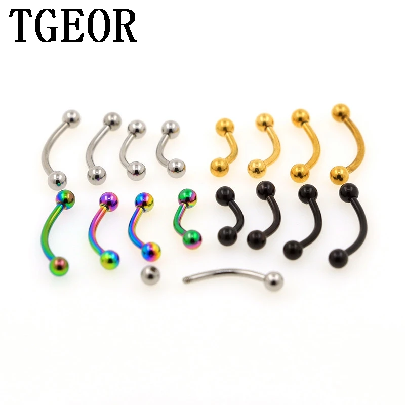 

Free shipping wholesale hot 100pcs 16G 18g surgical Stainless Steel piercing curved barbell plated titanium colors eyebrow ring