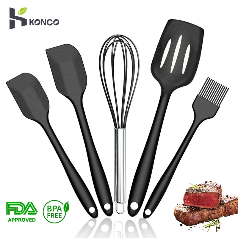 KONCO 5 шт. силиконовые Кухня набор посуды, силиконовые формы для выпечки набор посуды с яичное било ложка кисточка для масла