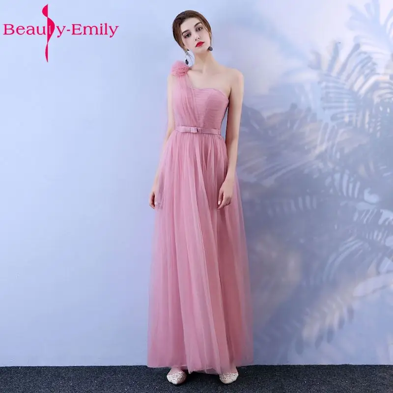 Женское длинное платье подружки невесты Beauty Emily розовое ТРАПЕЦИЕВИДНОЕ вечерние