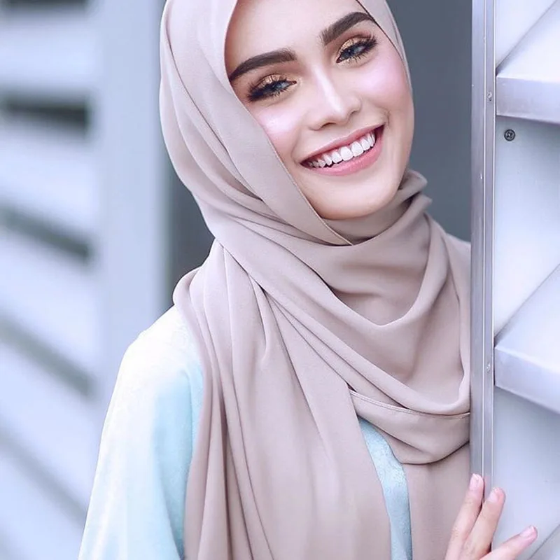 Зимняя Бандана Оголовье Hijabs женский пузырьковый шифоновый шарф хиджаб