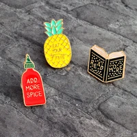 cute magic book pineapple spice bottle pins read moreadd more spiceear your fruit badges funny brooches pins jewelry