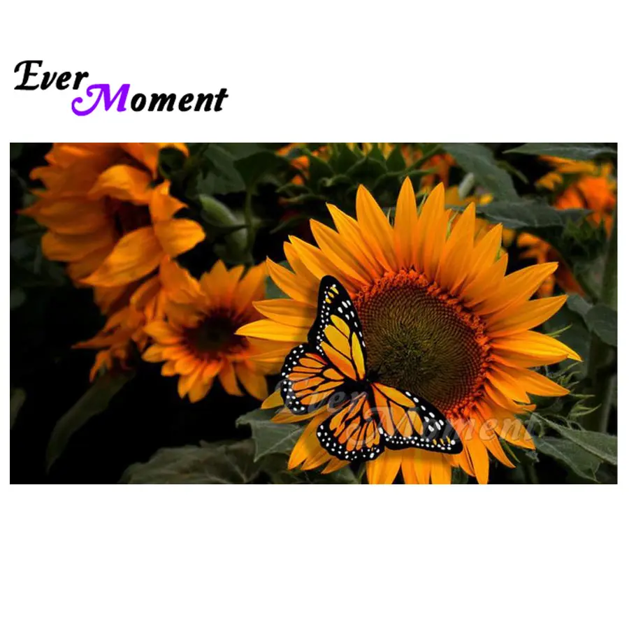 

Ever Moment 5D Diamond Painting Sunflower Butterfly Diamond Mosaic Full Square Drills Artwork Home Decoration Rhinestone ASF1224