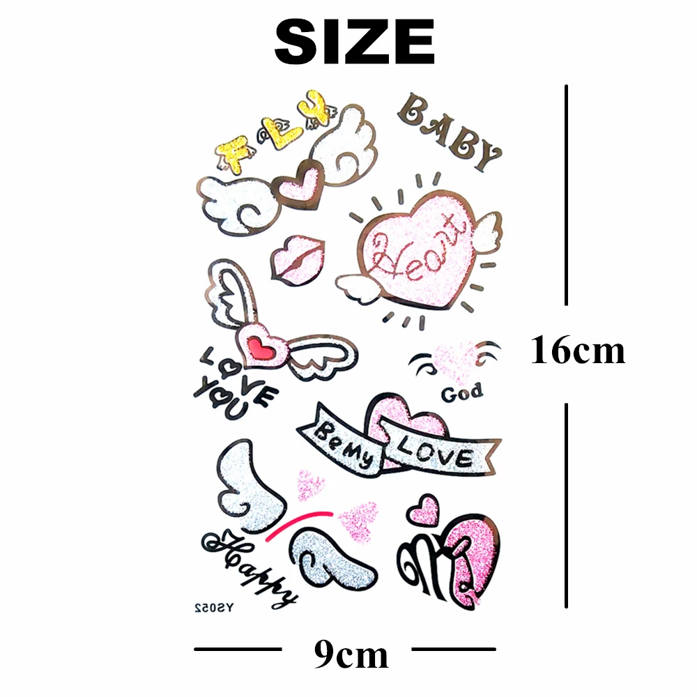 25 Стиль Блеск Временные Татуировки Боди-Арт любящие Сердца Конструкции флэш