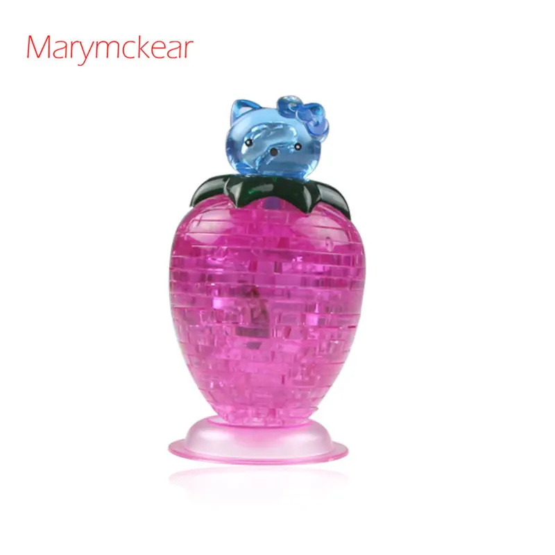 Pink Розовый/красный клубника головоломки котенок головоломки детские игрушки 3D Кристалл Головоломка Дети Развивающие игрушки загадка игра игрушки Кирпичи - Цвет: Pink