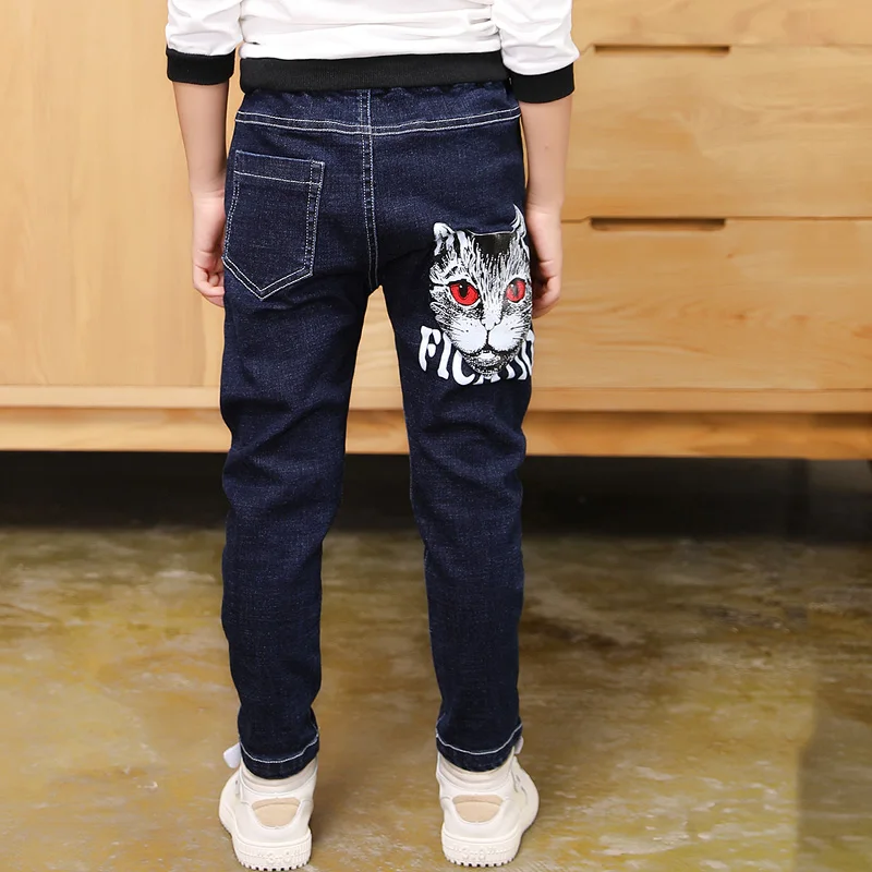 

2019 Big Boy's Jeans Cotton Fashion Teen-age High Quality Warm pants Elastic Trousers Full Length Size 100-160
