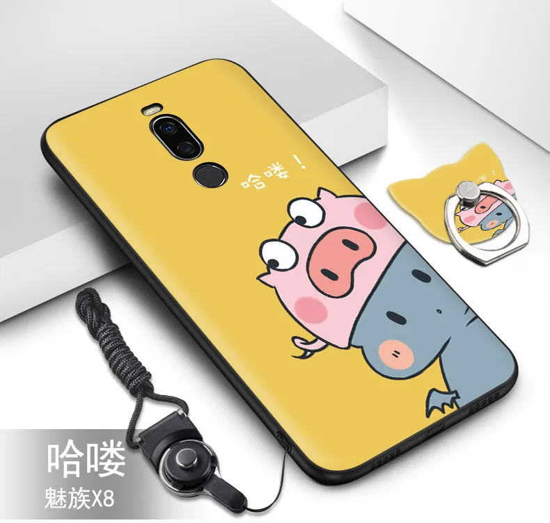 color as photo Meizu X8 X 8 чехол, силиконовые, Роскошные, симпатичные, из мягкого ТПУ, чехол+ ремешок с узором, кольцо, задняя крышка для Meizu X8 X 8, чехол, coque fundas - Цвет: color as photo