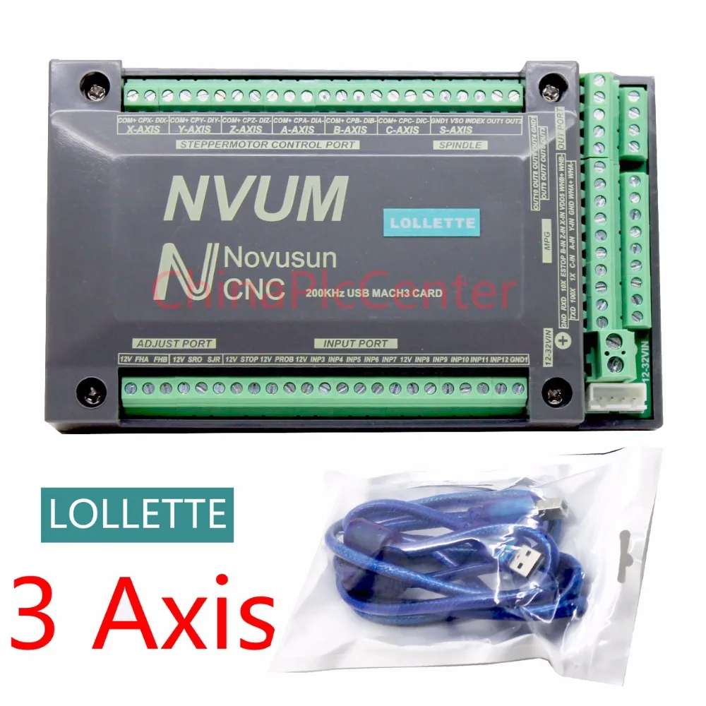 NVUM Новый 3 axis Mach3 CNC контроллер движения USB карта 300 кГц Breakout Board интерфейс