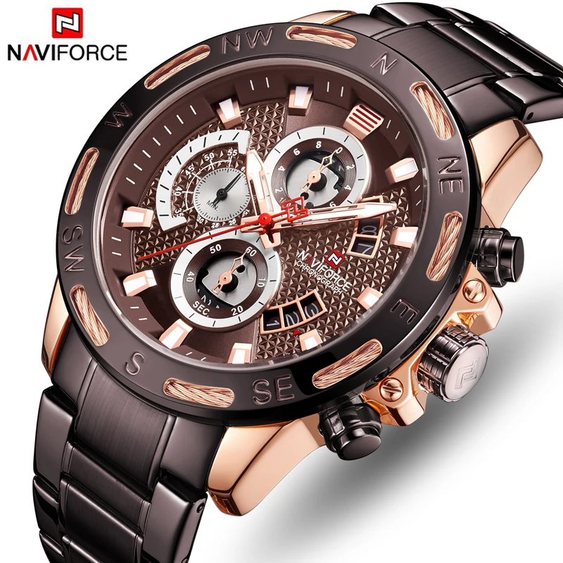NAVIFORCE Мужские кварцевые часы лучший бренд класса люкс деловые мужские часы модные спортивные хронограф наручные часы с отметкой даты Relogio Masculino