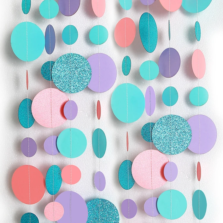 Блестящая синяя розовая фиолетовая большая круглая гирлянда 4 м для свадьбы