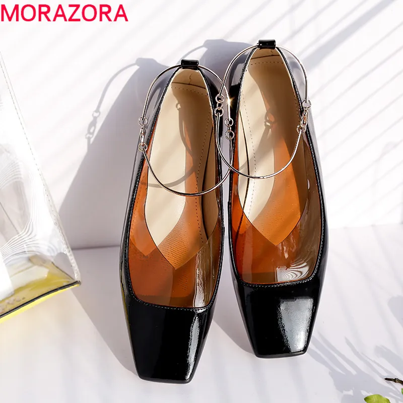 Женские лакированные туфли MORAZORA черные повседневные из лакированной кожи на