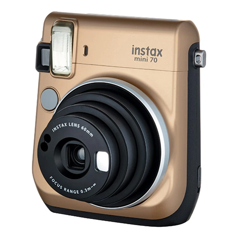 Fujifilm Instax Mini 70 мгновенная пленка Золотая с стильным плечевым ремнем + Fuji 20 белый