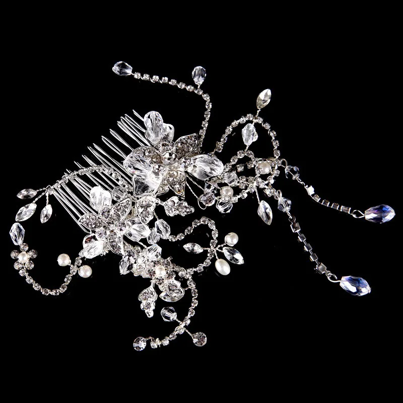 Гребни Стразы серебристого цвета золотистого ювелирные изделия ручной работы