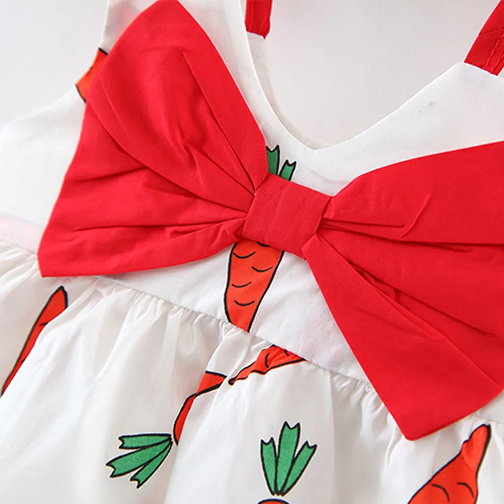 SAGACE Bow Carrot Princess Dress For Girls Kids Summer Sleeveless Beach Toddler Baby Ball Gown Girl Dresses | Детская одежда и